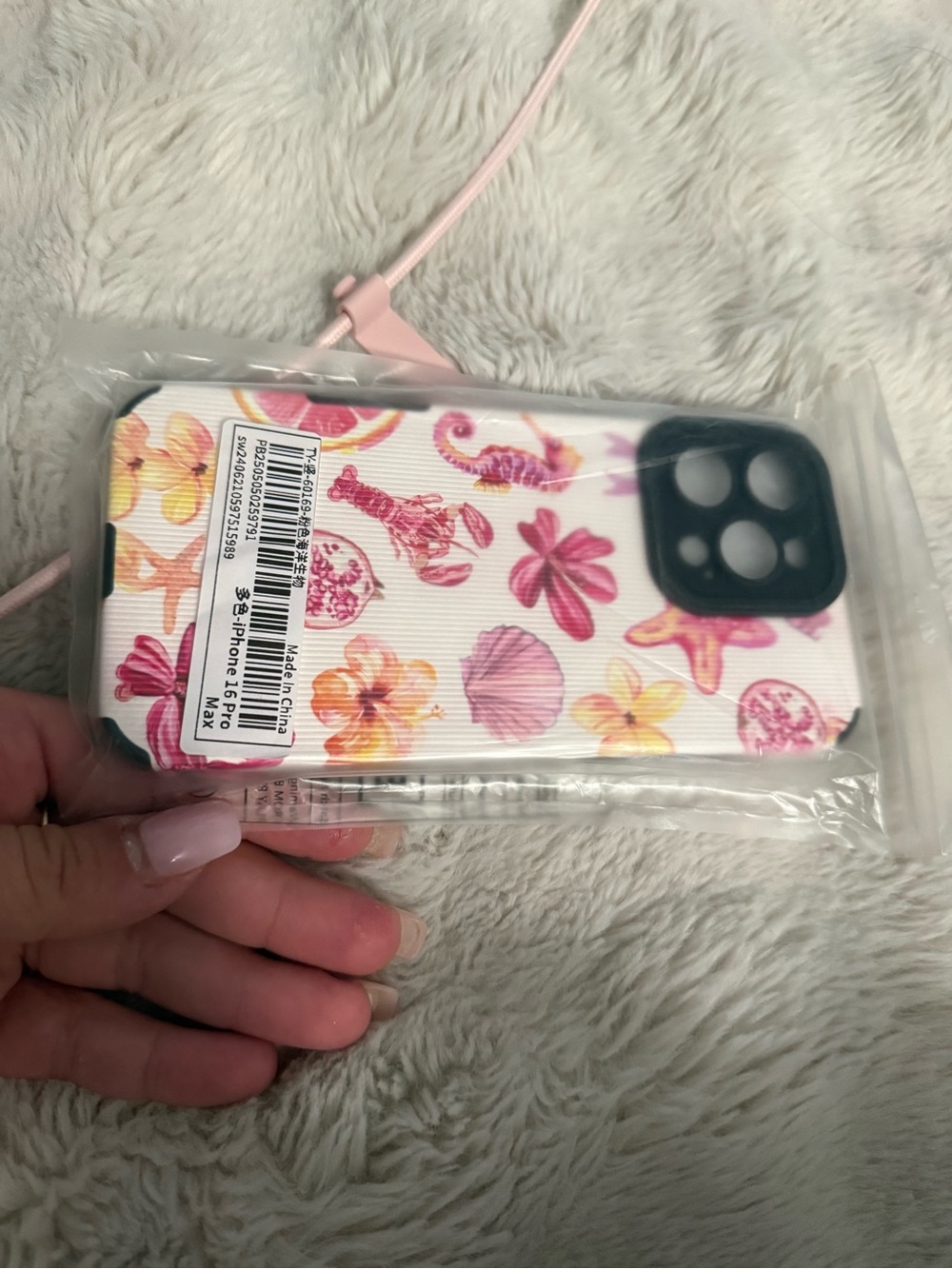 Floral Seashell Phone Case for iPhone 16 Pro Max - Pink & Yellow - Picture 4 of 5